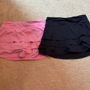 Athleta Layered Ruffle Skirt Duo in Pink and Black